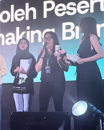 Speaking on stage